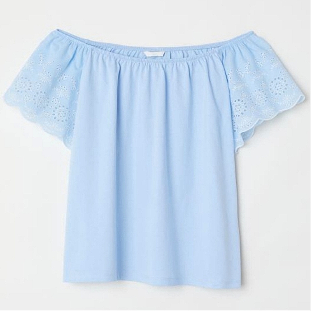 H&M Jersey Top with Embroidery